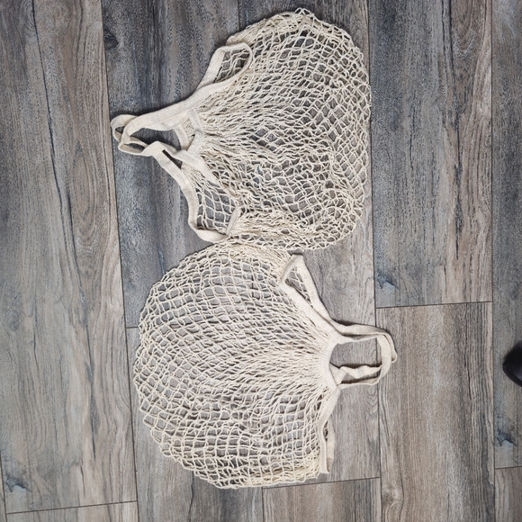 2x Uxcell Uxcell Cotton Mesh Bag, 15x13.8" Reusable Mesh Net String Grocery Bags - Picture 6 of 8